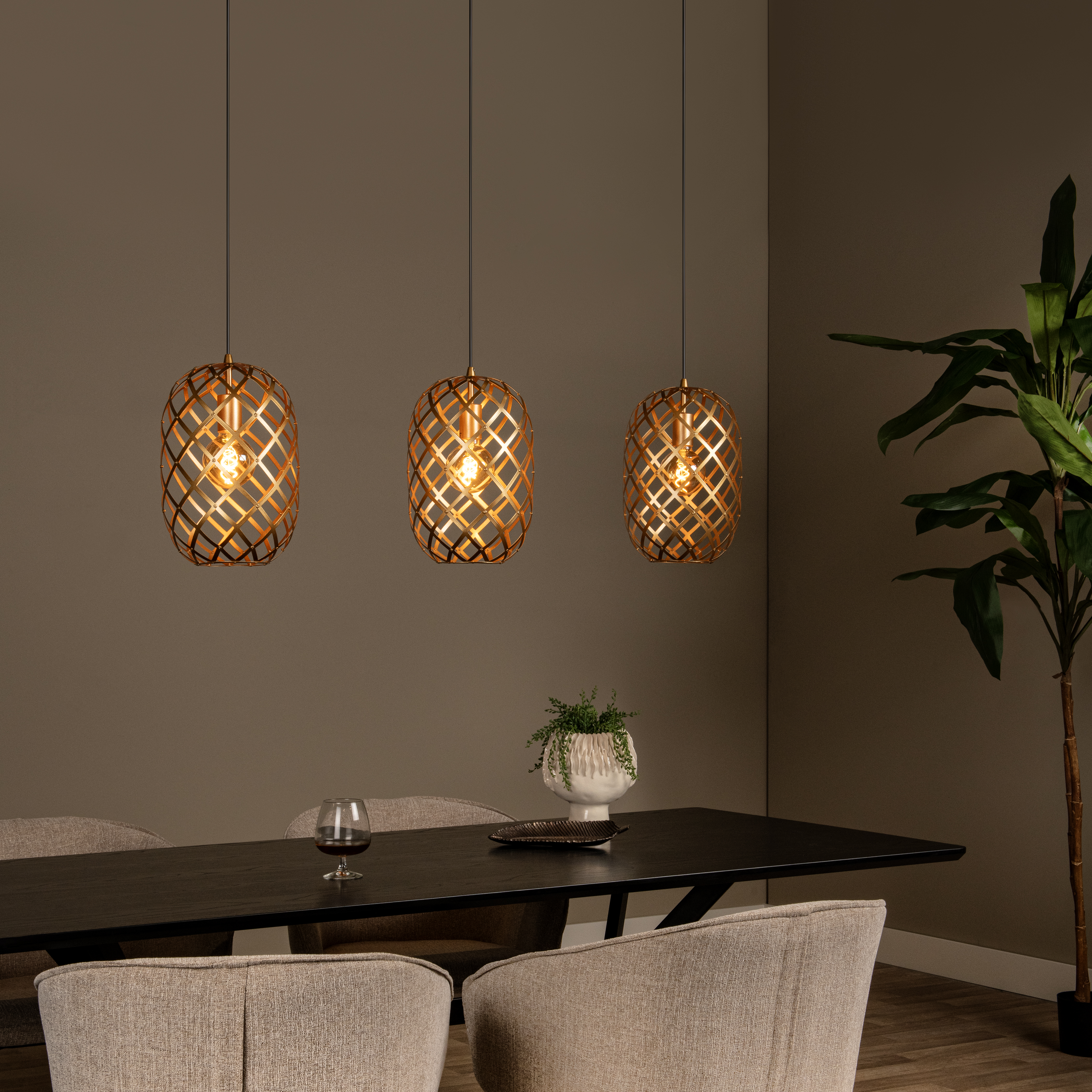 Lucide WOLFRAM - Pendant light - 3xE27 - Matt Gold / Brass